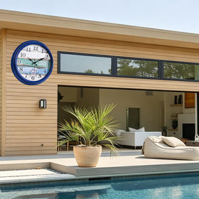 Yoiolclc vintage coastal clock design adds rustic charm to garden.