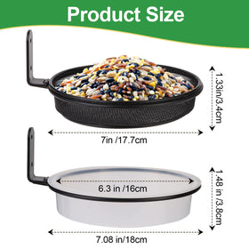 Yojanner round 7-inch feeder tray with mesh drainage keeps seed fresh for visiting birds.