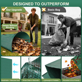 YoJinXtra dustpan opening lets you sweep leaves without bending.