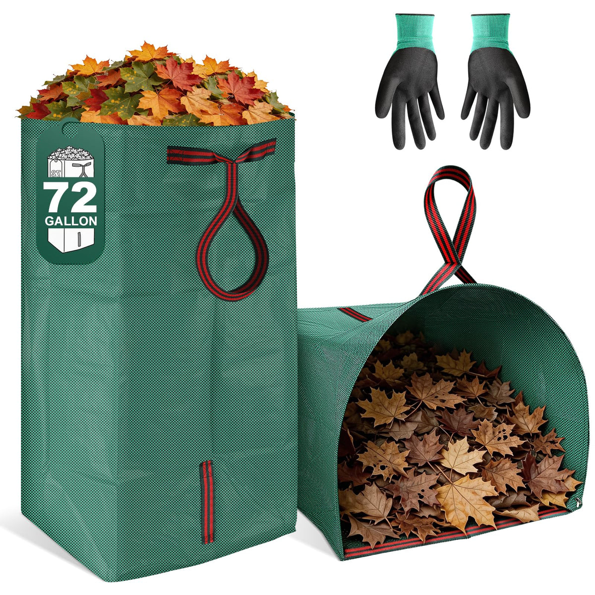 YoJinXtra yard waste bags 72-gallon 2-pack for quick leaf collection.