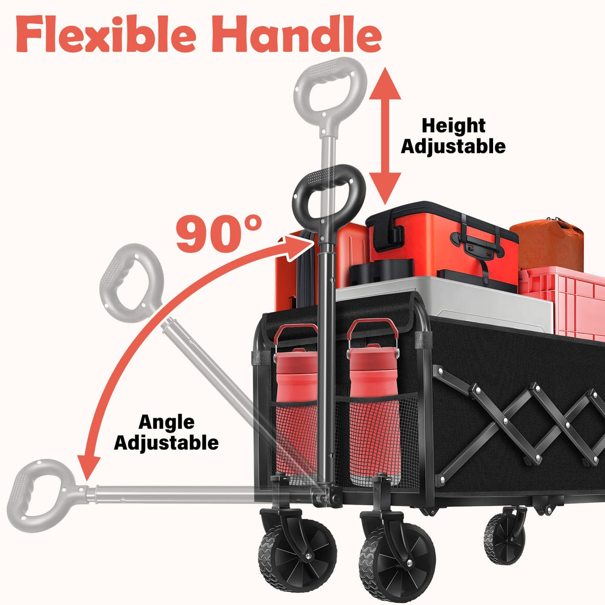 Yollber wagon features built-in drink holders for on-the-go.