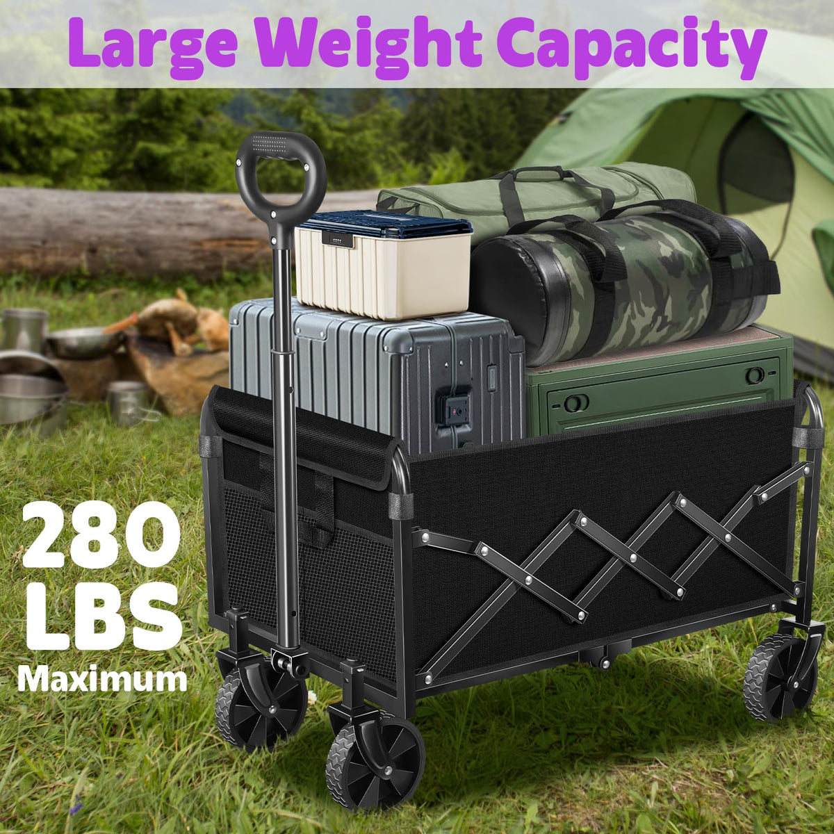Yollber wagon ideal for camping, gardening, and beach trips.