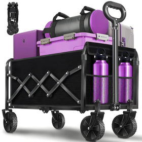 Yollber foldable wagon folded for compact storage and easy transport.