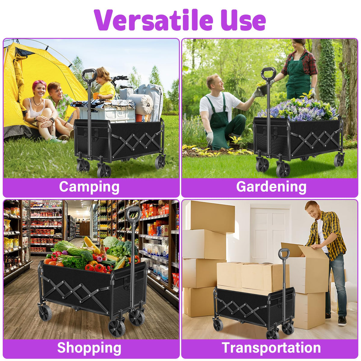Yollber wagon heavy-duty alloy frame supports heavy loads on rough terrain.