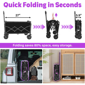 Yollber wagon with removable wheels for simple cleaning after outdoor use.