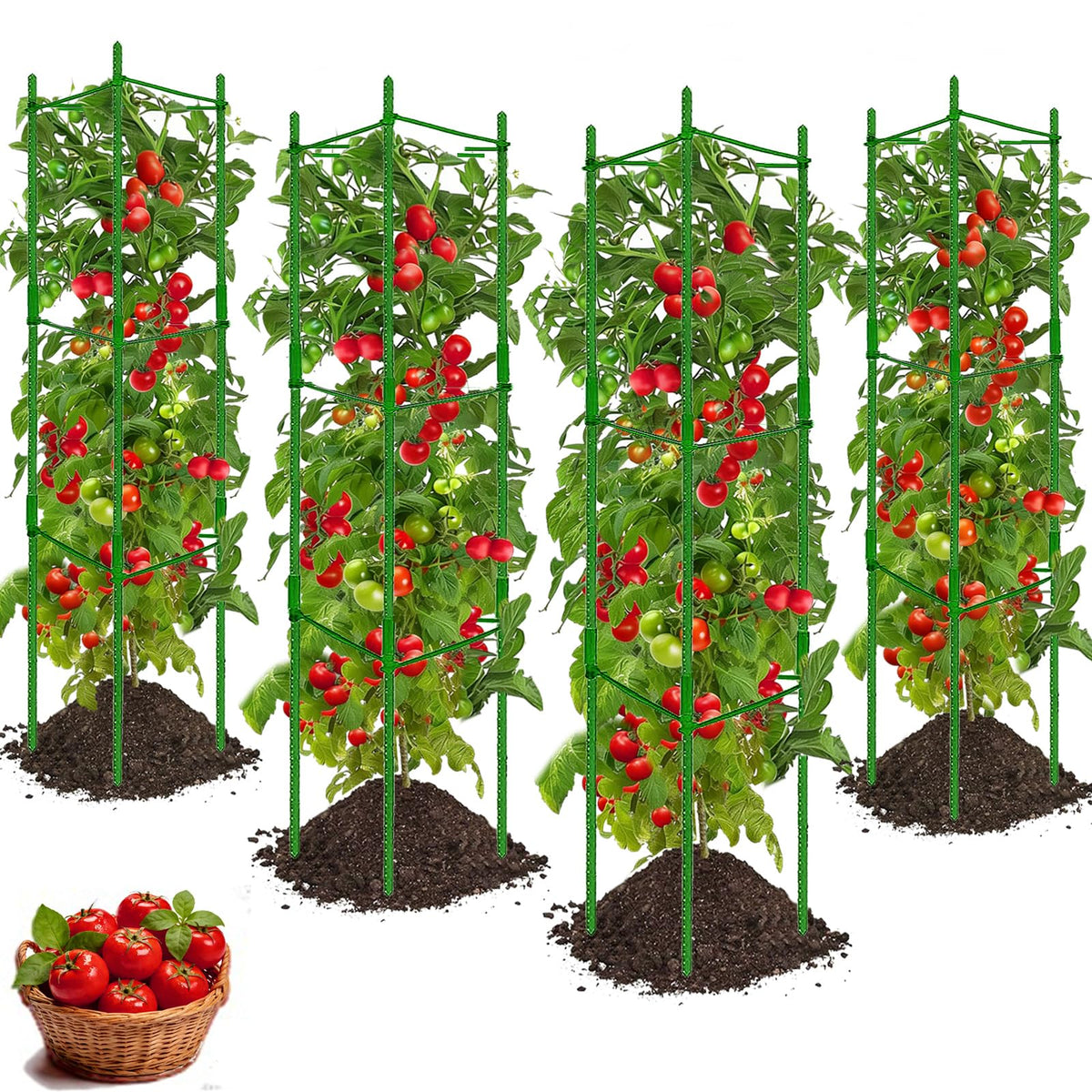 Yongblus tomato cage vertical support for sturdy, space-saving growth