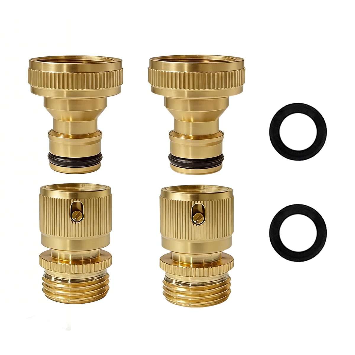 Yoniccal garden hose quick connect 3/4 inch gold two-pack for leak-free outdoor watering