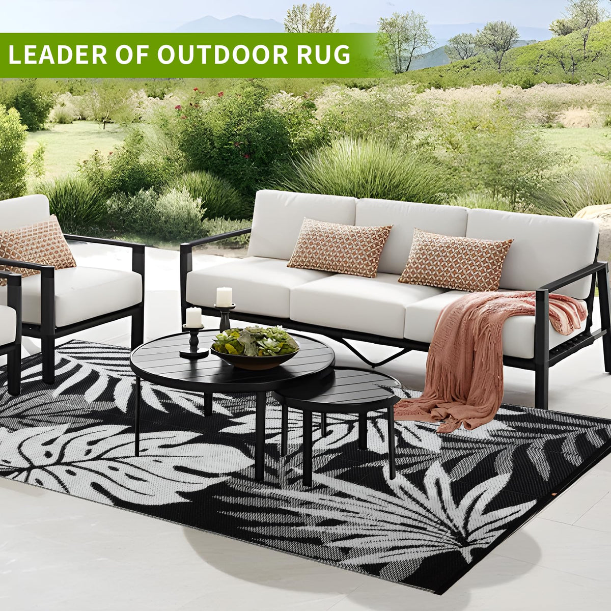 YONILE Outdoor Rug can be used indoors or outdoors for versatile decor.