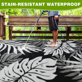 YONILE Outdoor Rug offers a reversible design with two looks.