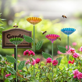 Yonisun butterfly feeder with colorful flower design invites garden visitors