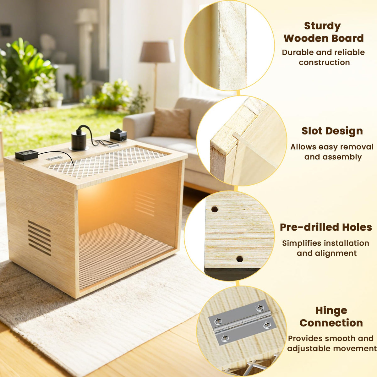 Ventilation holes ensure constant airflow for comfortable brooder conditions