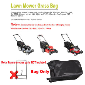 Craftsman-compatible Yooank grass bag showing bag and opening for easy fit.