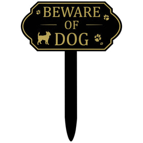 Yookeer beware of dog sign on stake for fence, durable outdoor use