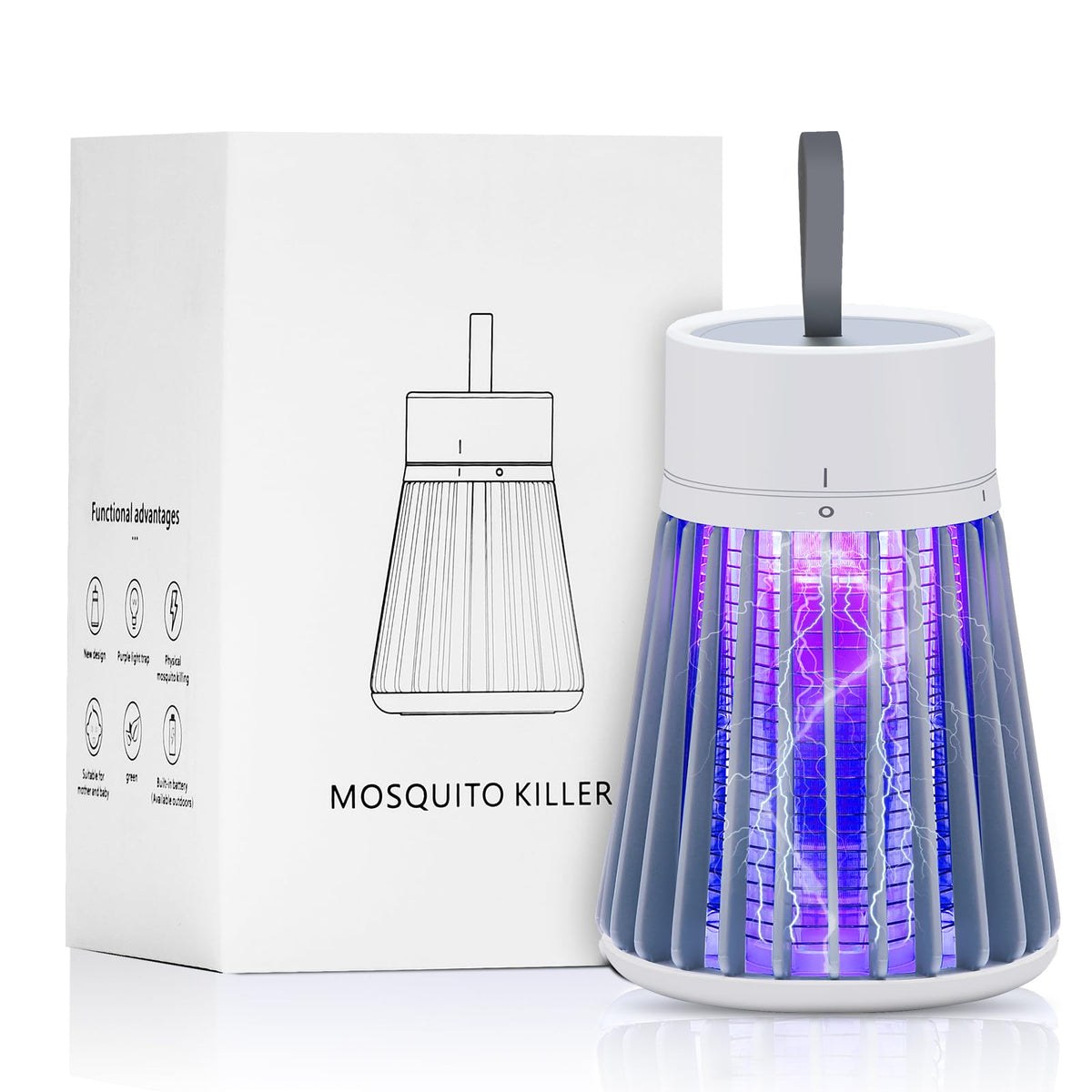 YOOYHHOME rechargeable mosquito zapper showing 600V grid for fast pest control