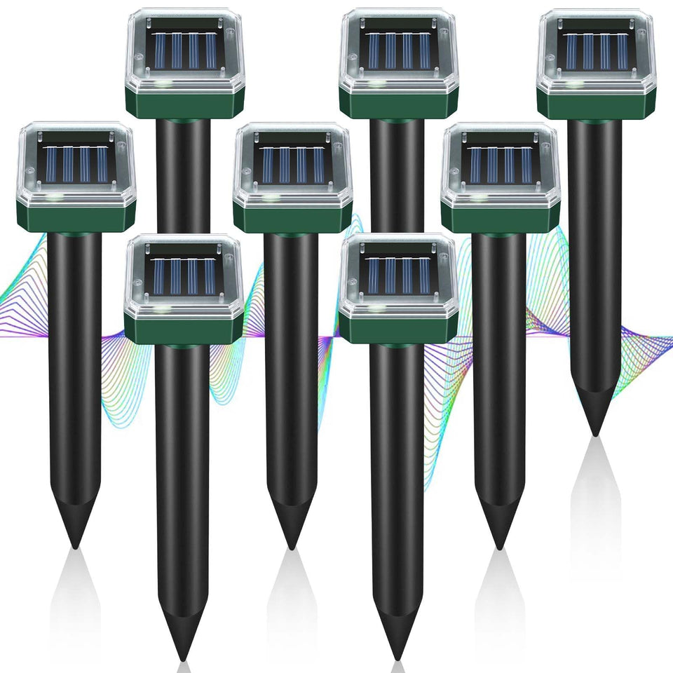 YOOYHHOME mole repellent solar stake deters burrowing pests across lawns