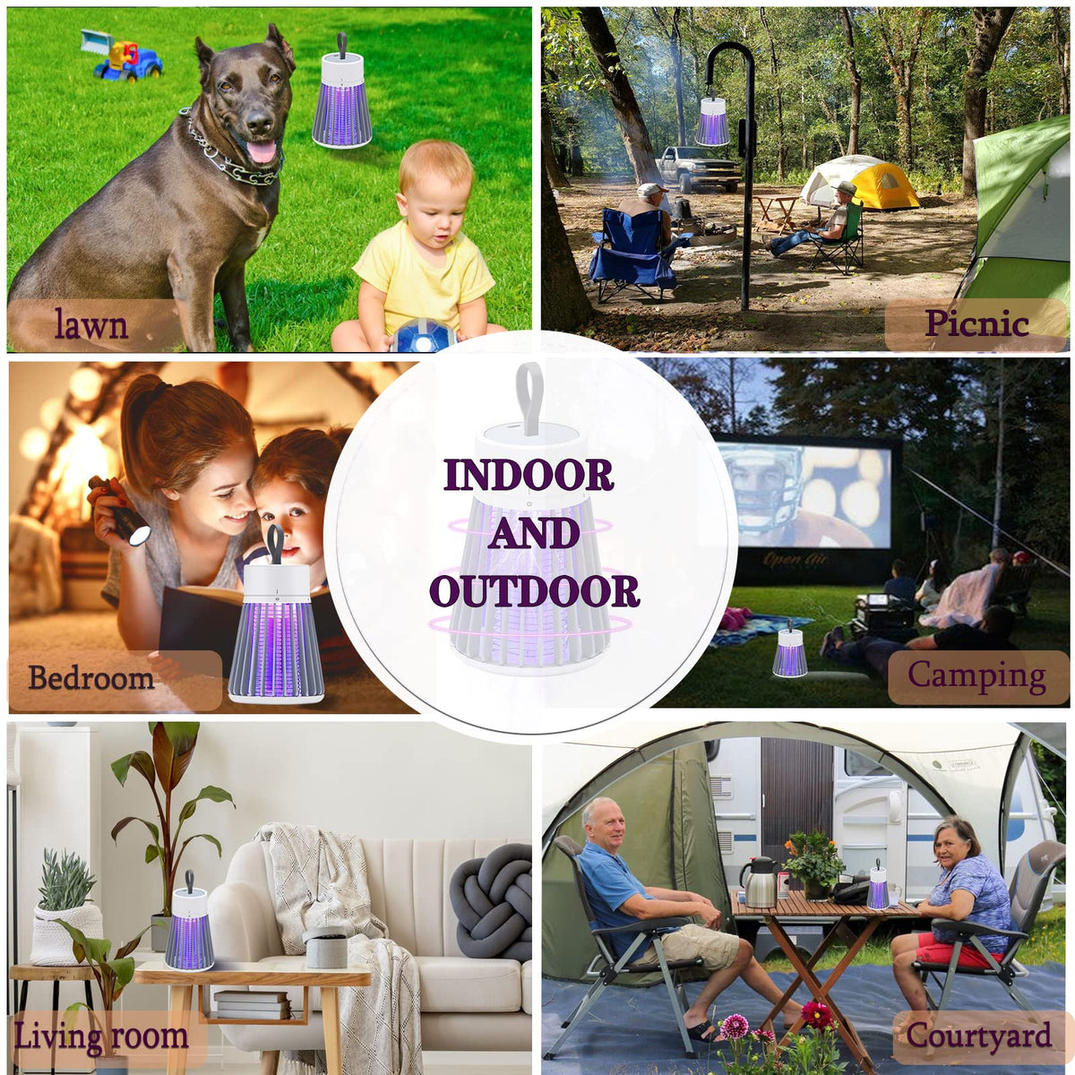 YOOYHHOME Mosquito Zapper portable-hanging-tabletop setup demonstrates flexible placement.