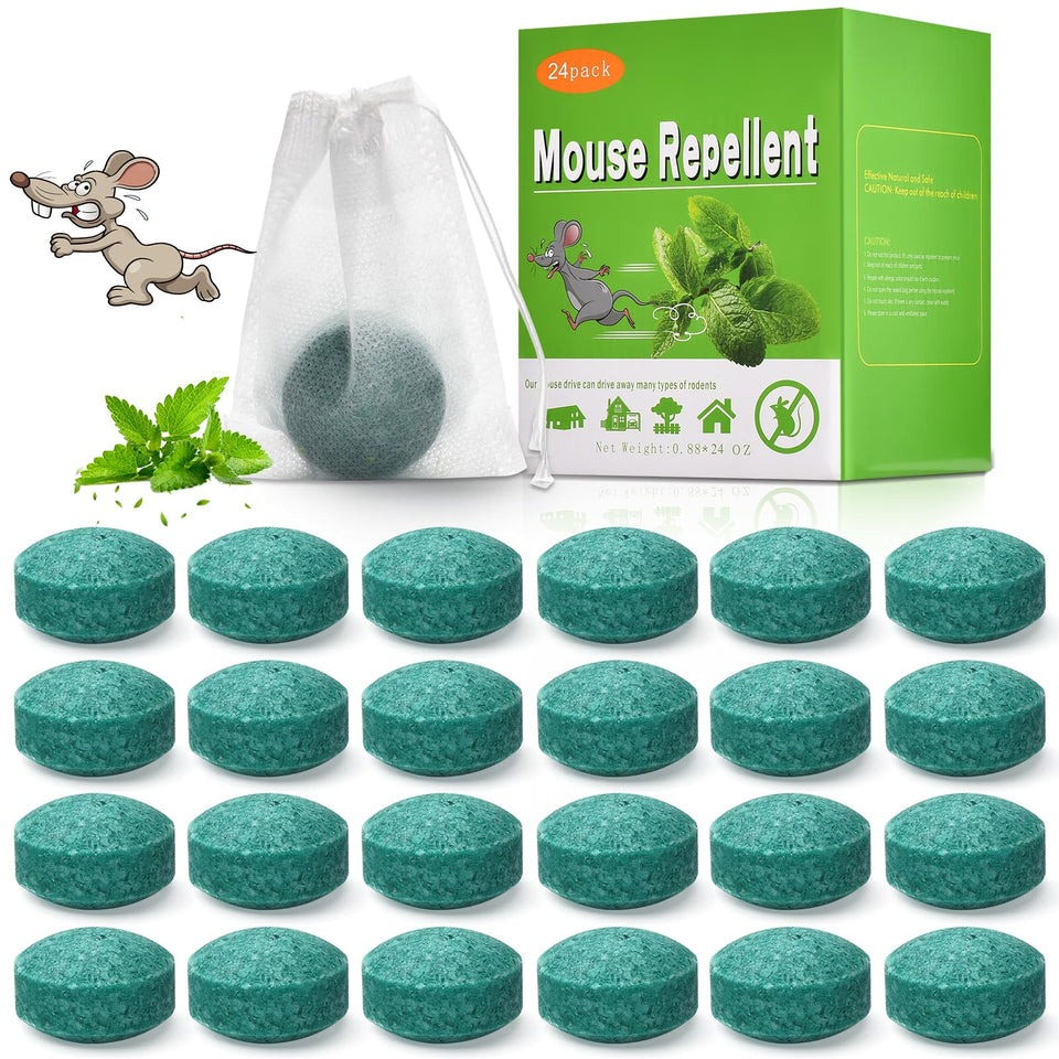 YOOYHHOME peppermint-packaging repellent emits scent to deter rodents.