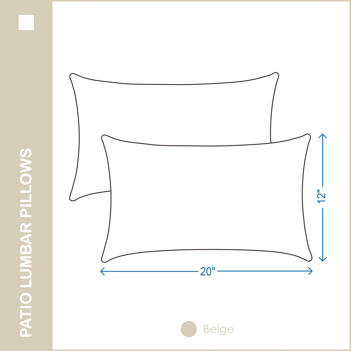 YOOZEKU outdoor pillows demonstrating a two-pack in beige on furniture