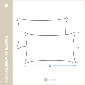 YOOZEKU outdoor pillows demonstrating a two-pack in beige on furniture