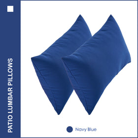 YOOZEKU navy lumbar pillow on patio furniture offering soft outdoor support