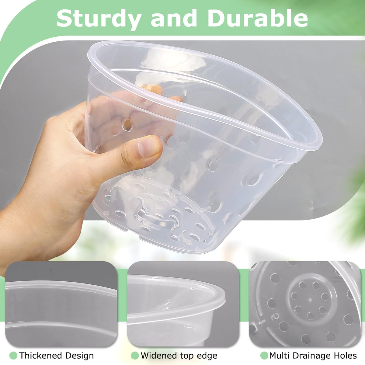 YOPIKUU orchid pot 4-inch clear provides airflow to roots for healthy growth.