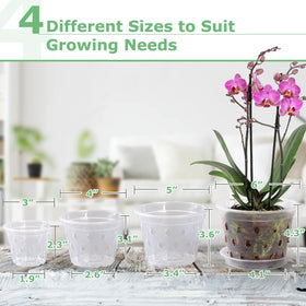 YOPIKUU orchid pot 5-inch clear with drainage holes supports root aeration.