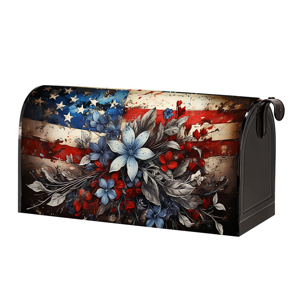 YOPINCO Patriotic flag mailbox cover front view enhances curb appeal