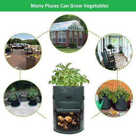 YOQXHY Potato Grow Bags arranged in a garden setup for compact spaces