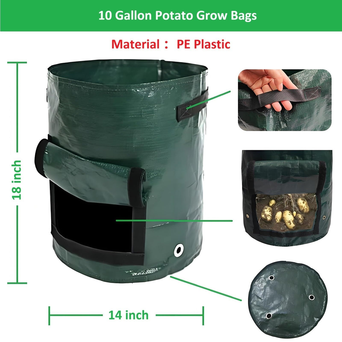 YOQXHY Potato Grow Bags open access flap for easy planting and harvest