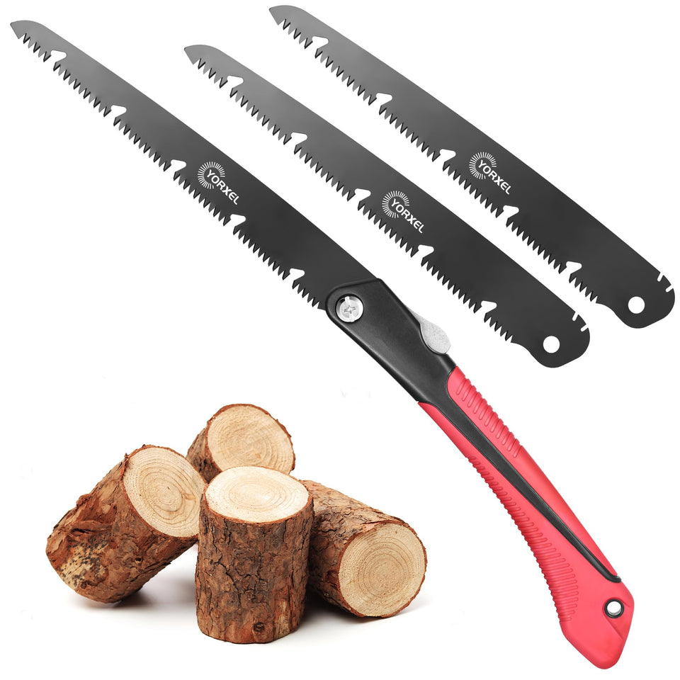 YORXEL folding camping saw 10 inch SK9 with TEFLON coating for rust resistance.