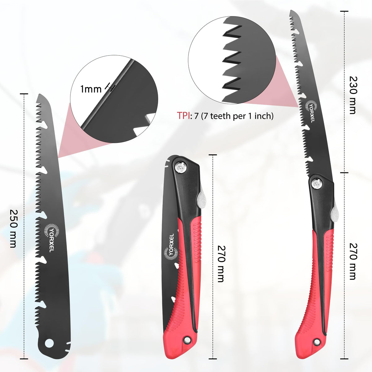 YORXEL folding saw extra blades for extended outdoor projects.