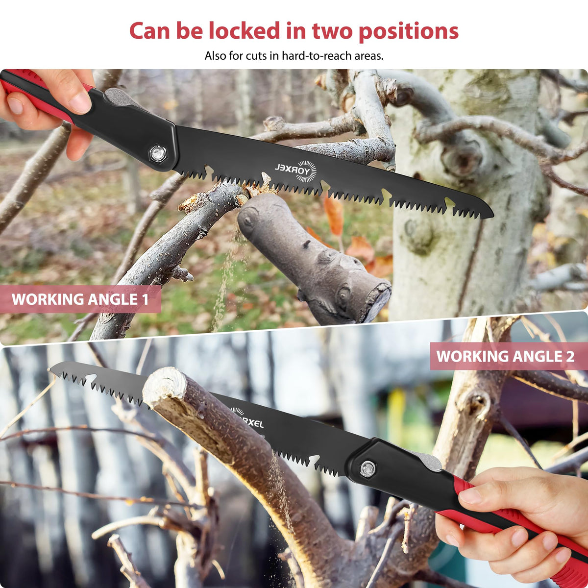 YORXEL safety lock with two positions for secure blade extension.