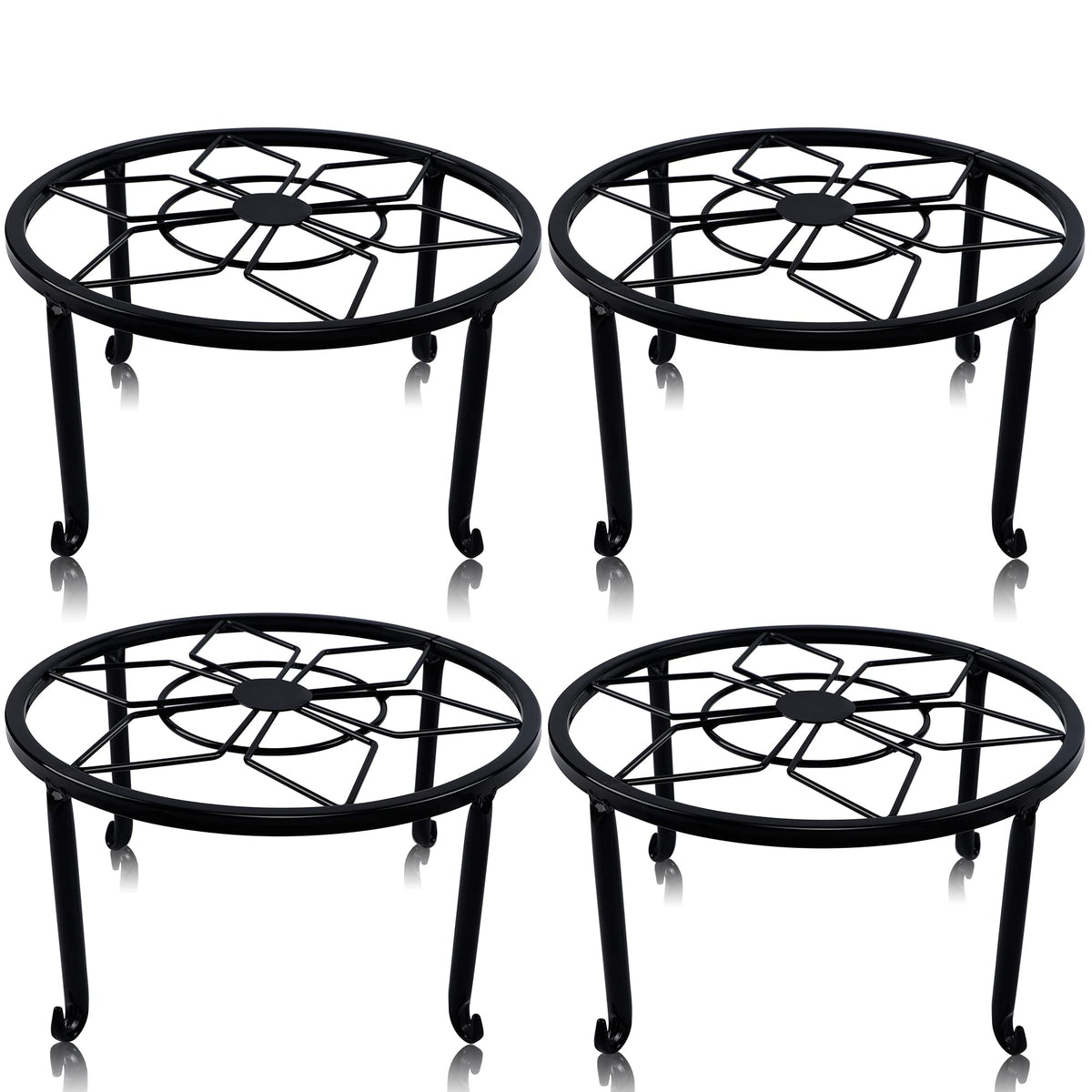 yosager four-pack metal plant stands with rustproof coating elevate plants indoors or outdoors.