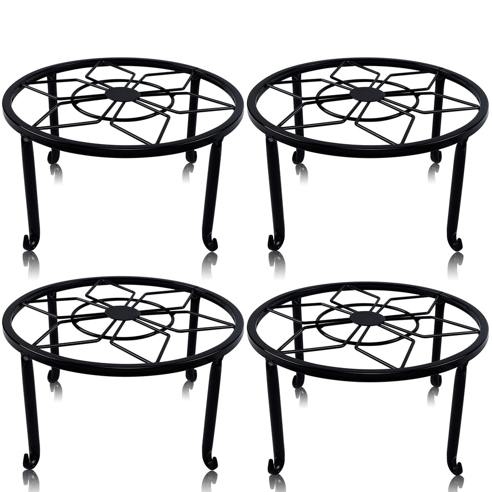 yosager four-pack metal plant stands with rustproof coating elevate plants indoors or outdoors.