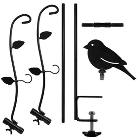 Yosager porch planter hanger assembly supports plants and feeding accessories.