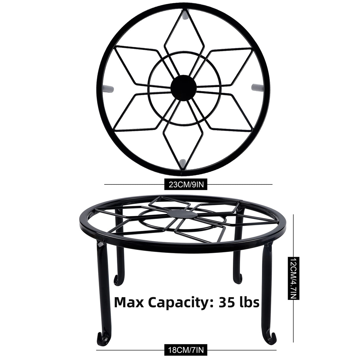 yosager round flower-pattern plant stand adds decorative charm to pots