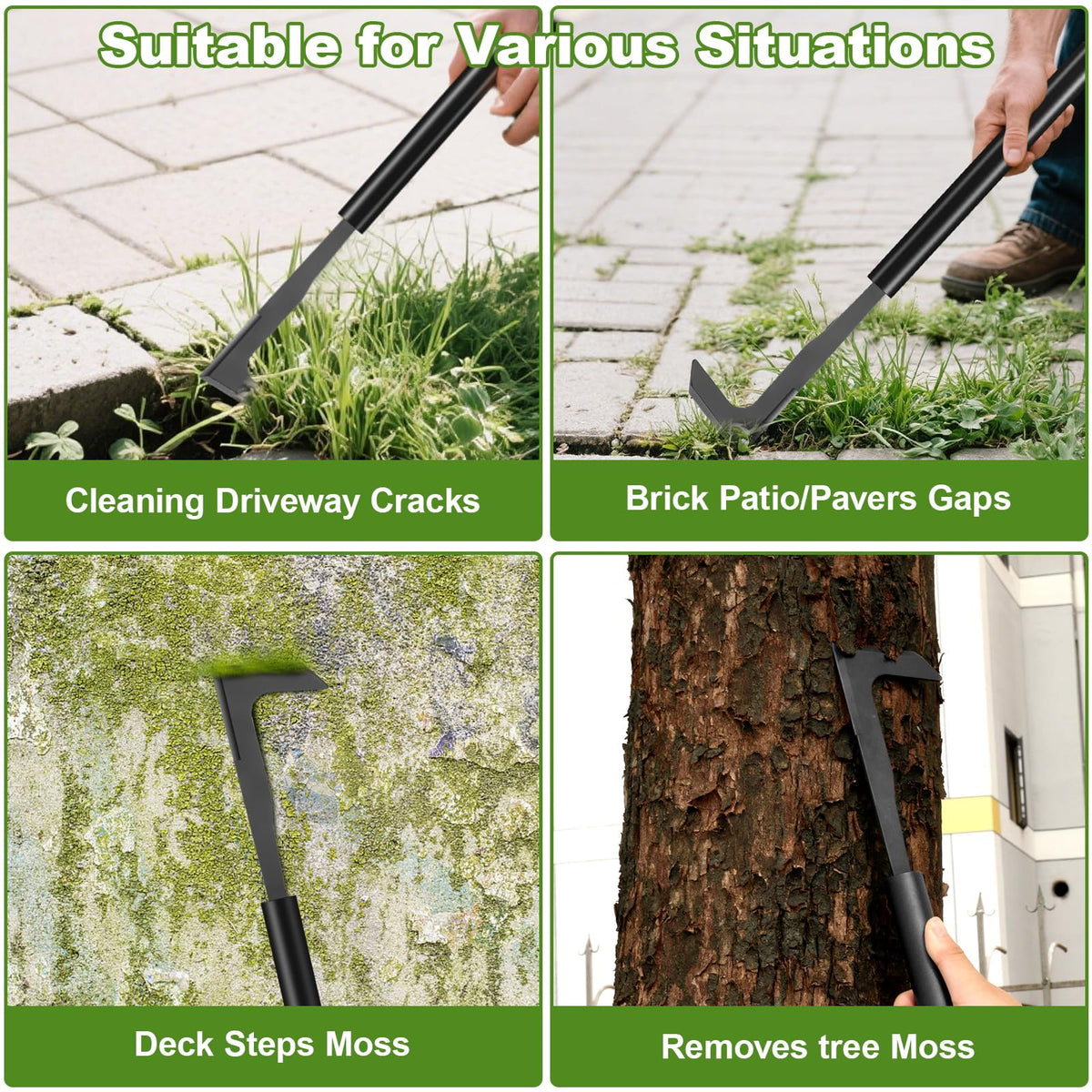 YOSN long-handle weeder enables standing use for easy weed removal across paths