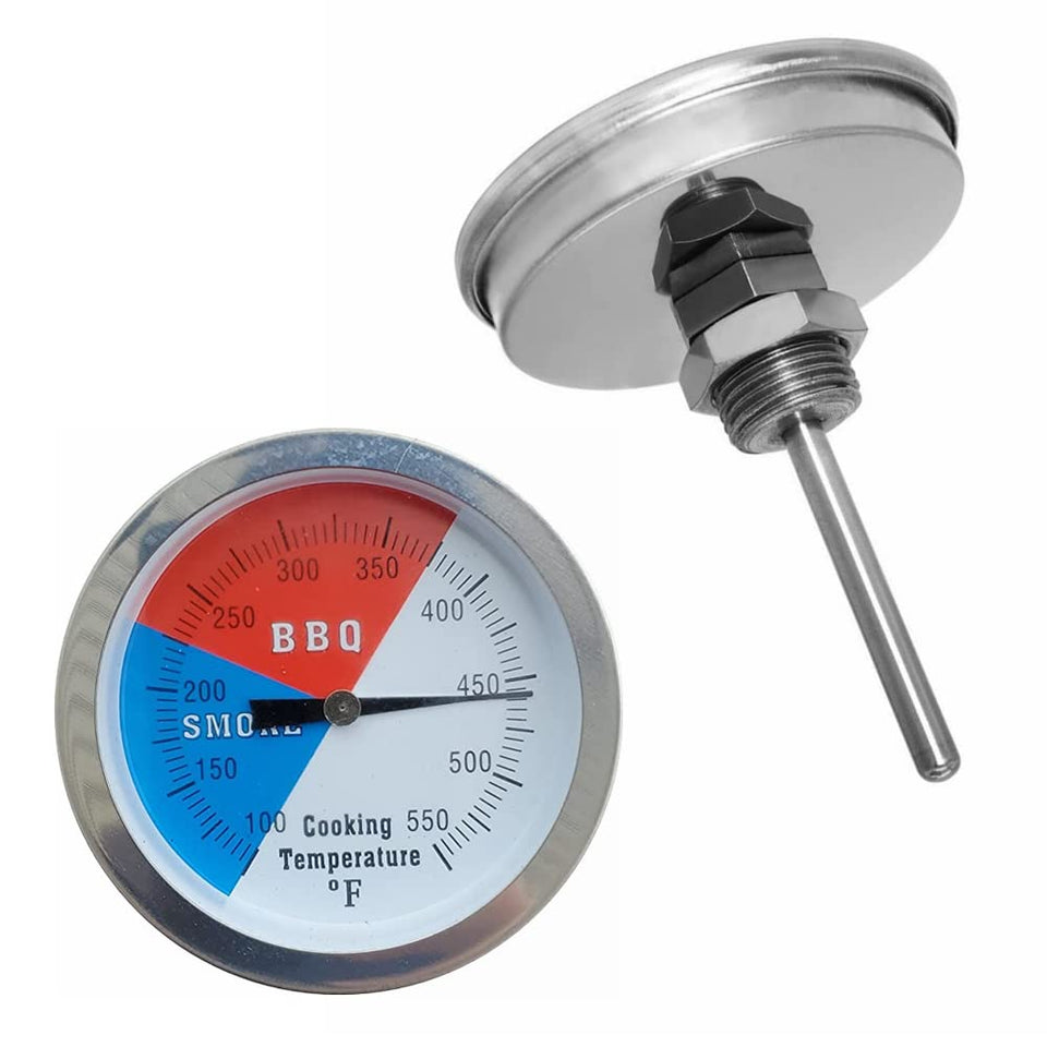 YOTOM 3 inch dial BBQ temp gauge close-up showing the 100-550°F range
