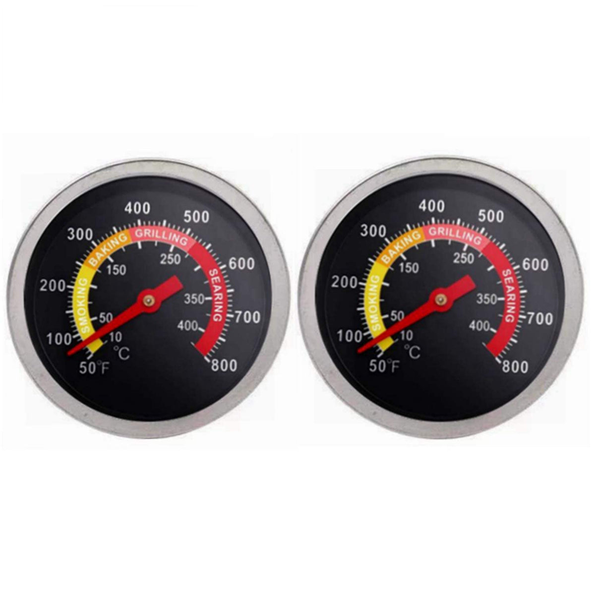 YOTOM BBQ temp gauge with stainless steel body for durable heat monitoring.