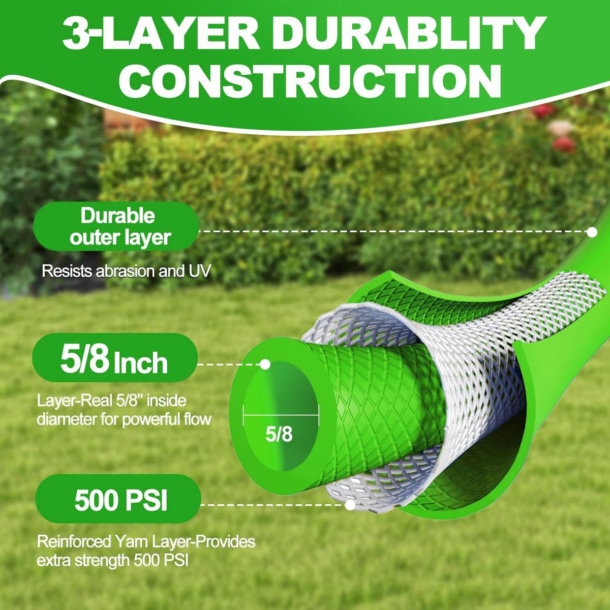 YOTOO hose with swivel grip handle enables smooth threading and reduced hand strain.
