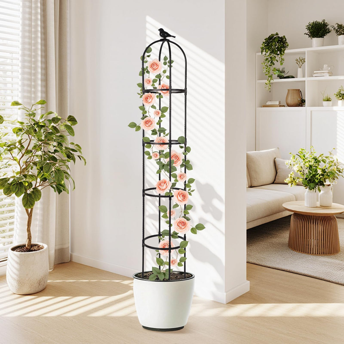 Yotoworth Garden Obelisk Trellis assembly shown, tool-free setup