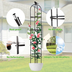 Yotoworth Garden Obelisk Trellis matte black finish complements outdoor décor