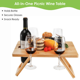 Youeon bamboo picnic table highlights natural material and sturdy construction.