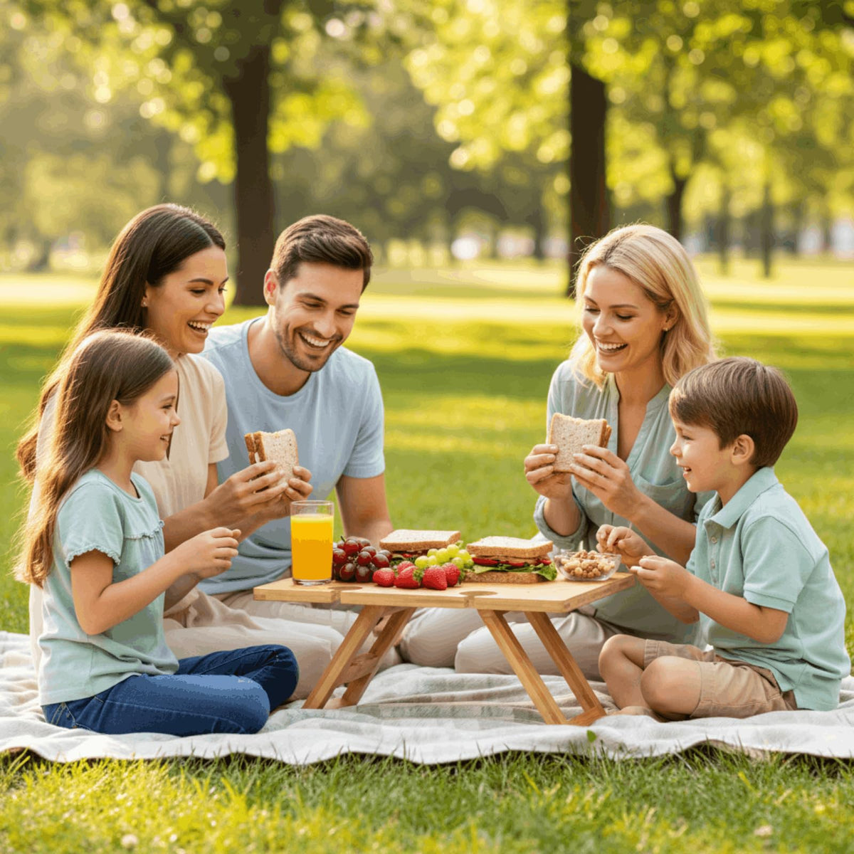 Youeon beach-friendly wine table supports picnics on sand and grass.