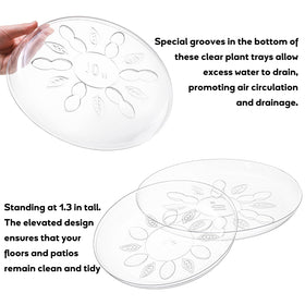 Youeon clear plant saucer 6-inch grooved-bottom enhances drainage and airflow.