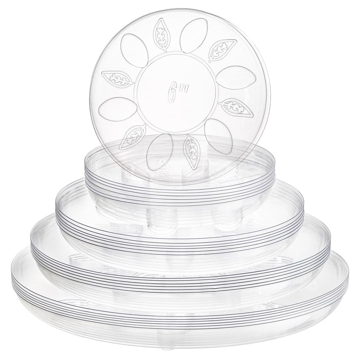 Youeon clear plant saucer 6-inch with feet supports pots and protects surfaces.