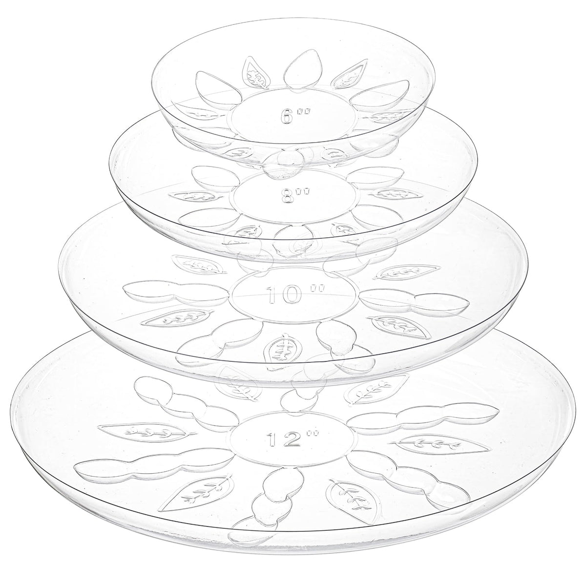 Youeon clear plant saucer 8-inch grooved-bottom improves drainage and root health.