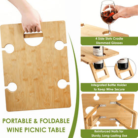 Youeon bottle-slot holder secures the wine bottle during outdoor trips.