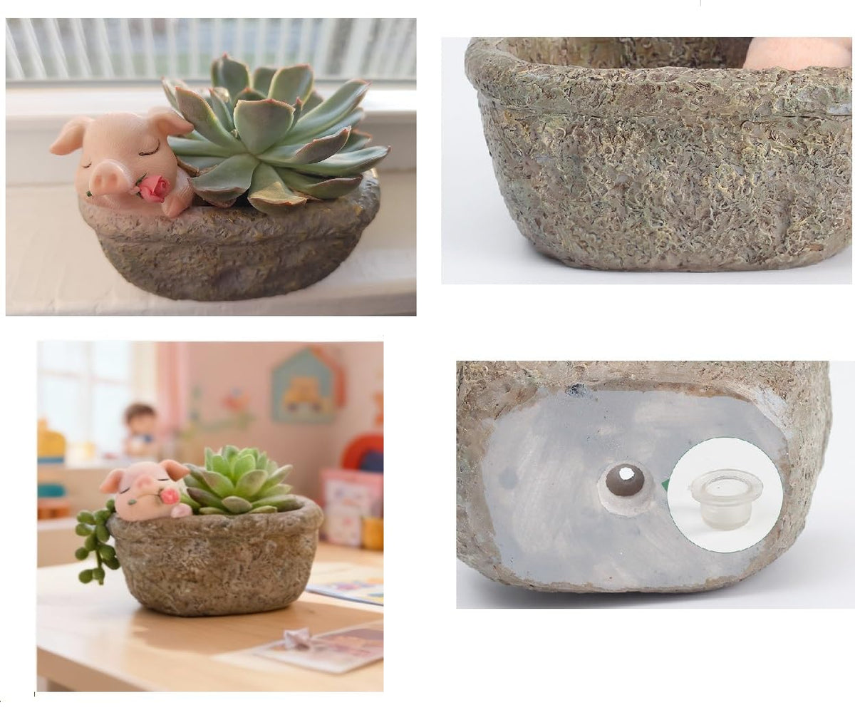 Youfui rose pig kitchen decor pot for herbs or small plants.