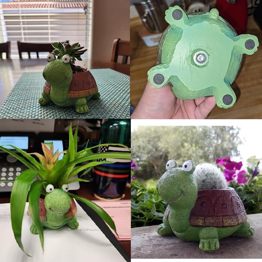 Youfui turtle decor planter adds cute charm to windowsills.